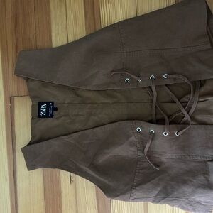 Zara Chocolate Lace-Up Vest